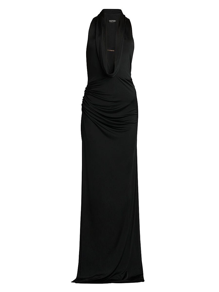 Women's Draped Jersey Gown - Black - Size 6