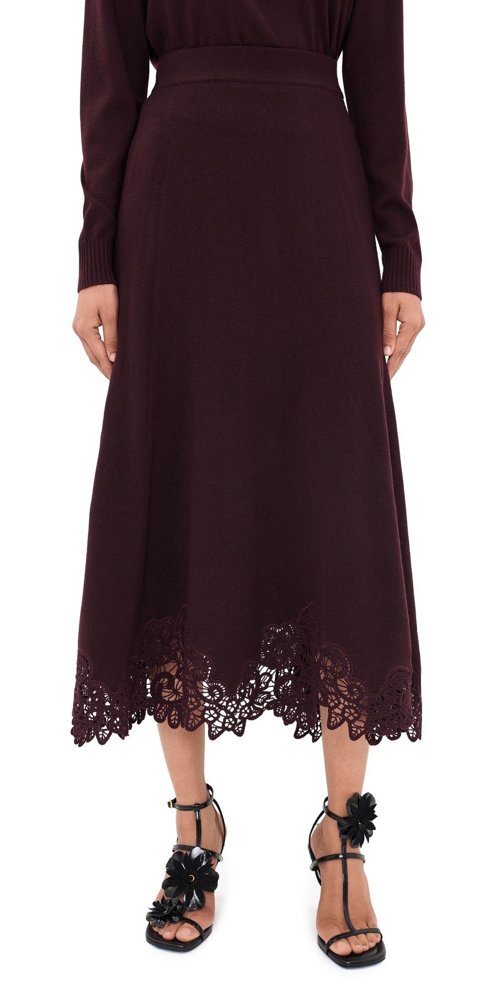 Zimmermann Valiant Merino Lace Skirt Mahogany 2