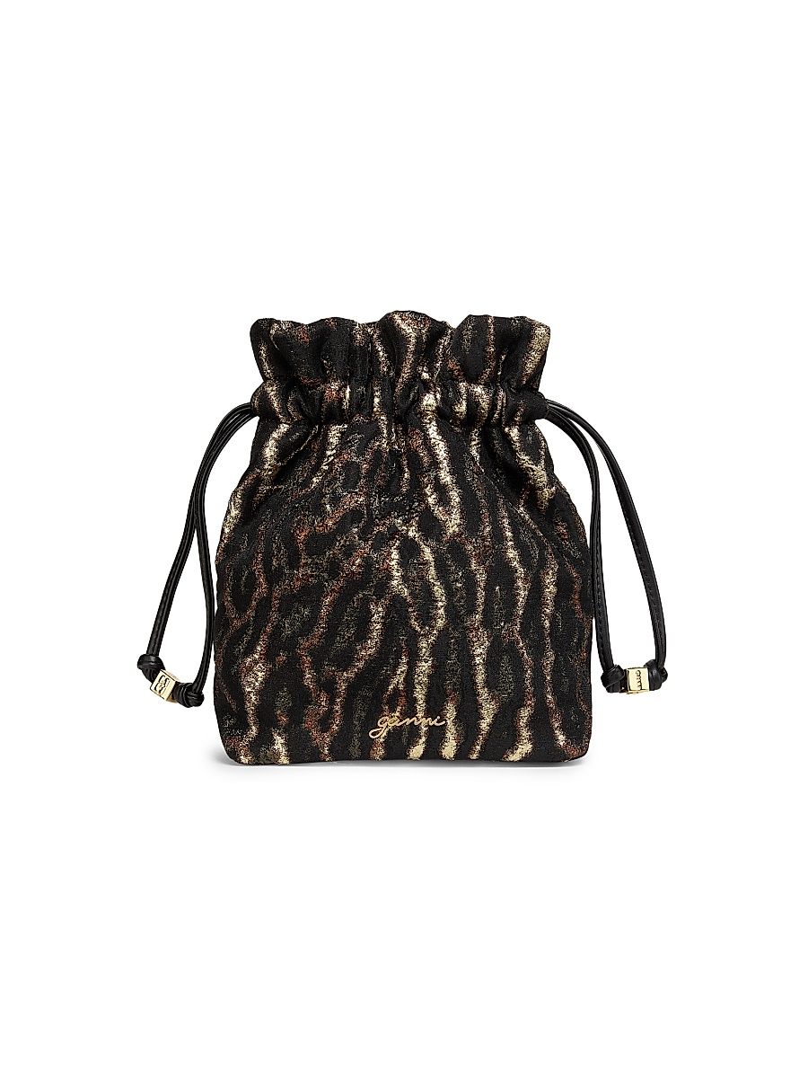 Women's Metallic Drawstring Pouch - Antique Bronze