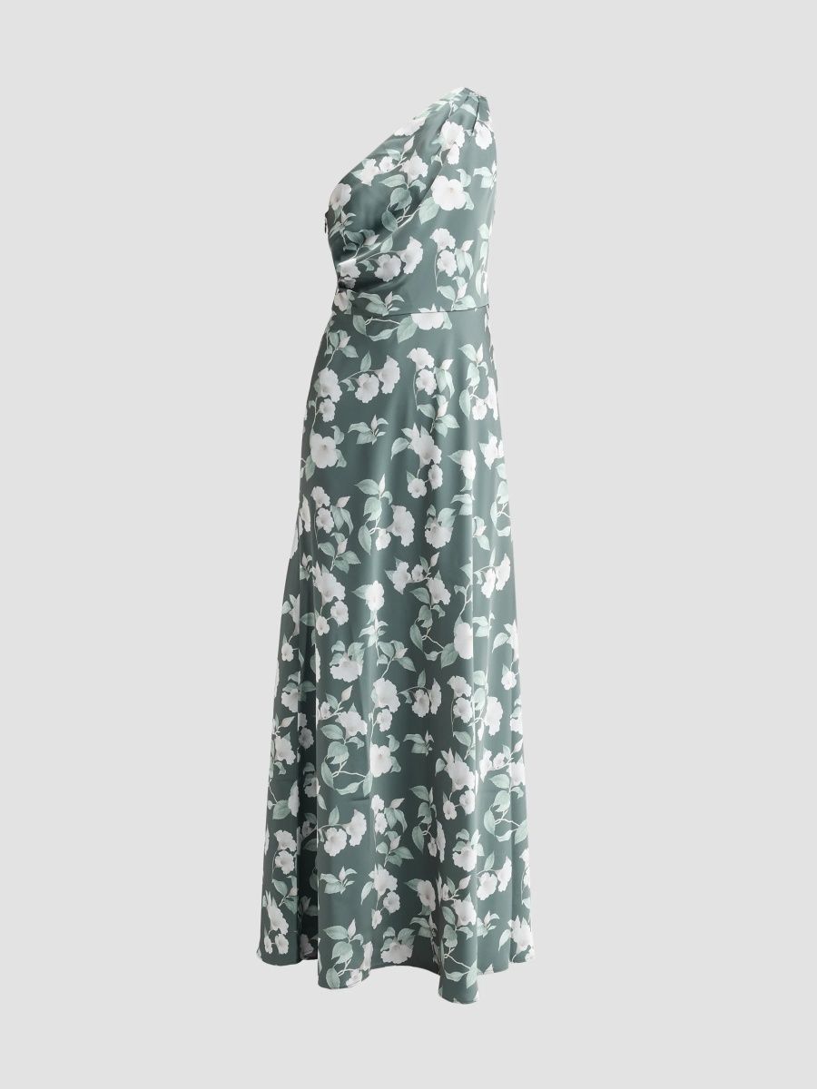 SACHIN BABI Women's Delphine One-Shoulder Chiffon Gown - Conifer Blooms - Size 4