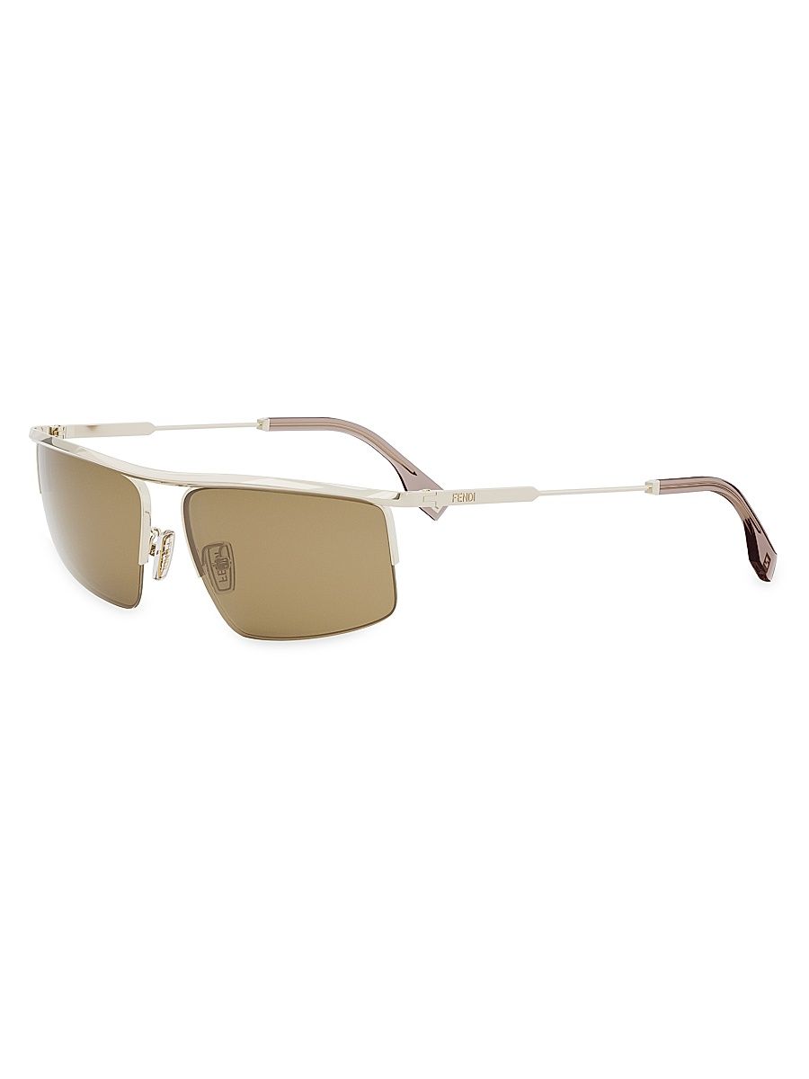 Men's Fendi Travel 60MM Geometric Sunglasses - Brown Light Gold