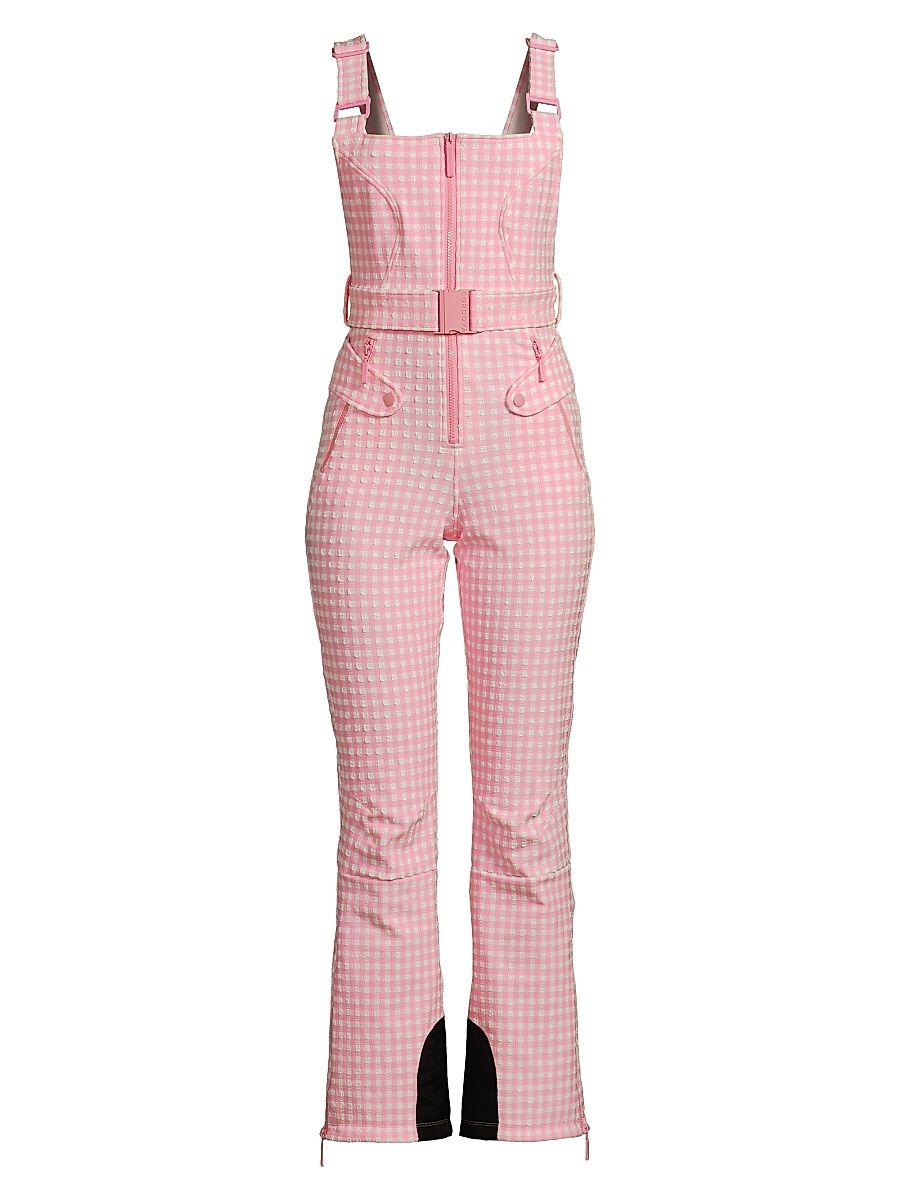 Women's Fernie Gingham Ski Bib - Cerulean Gingham - Size Large