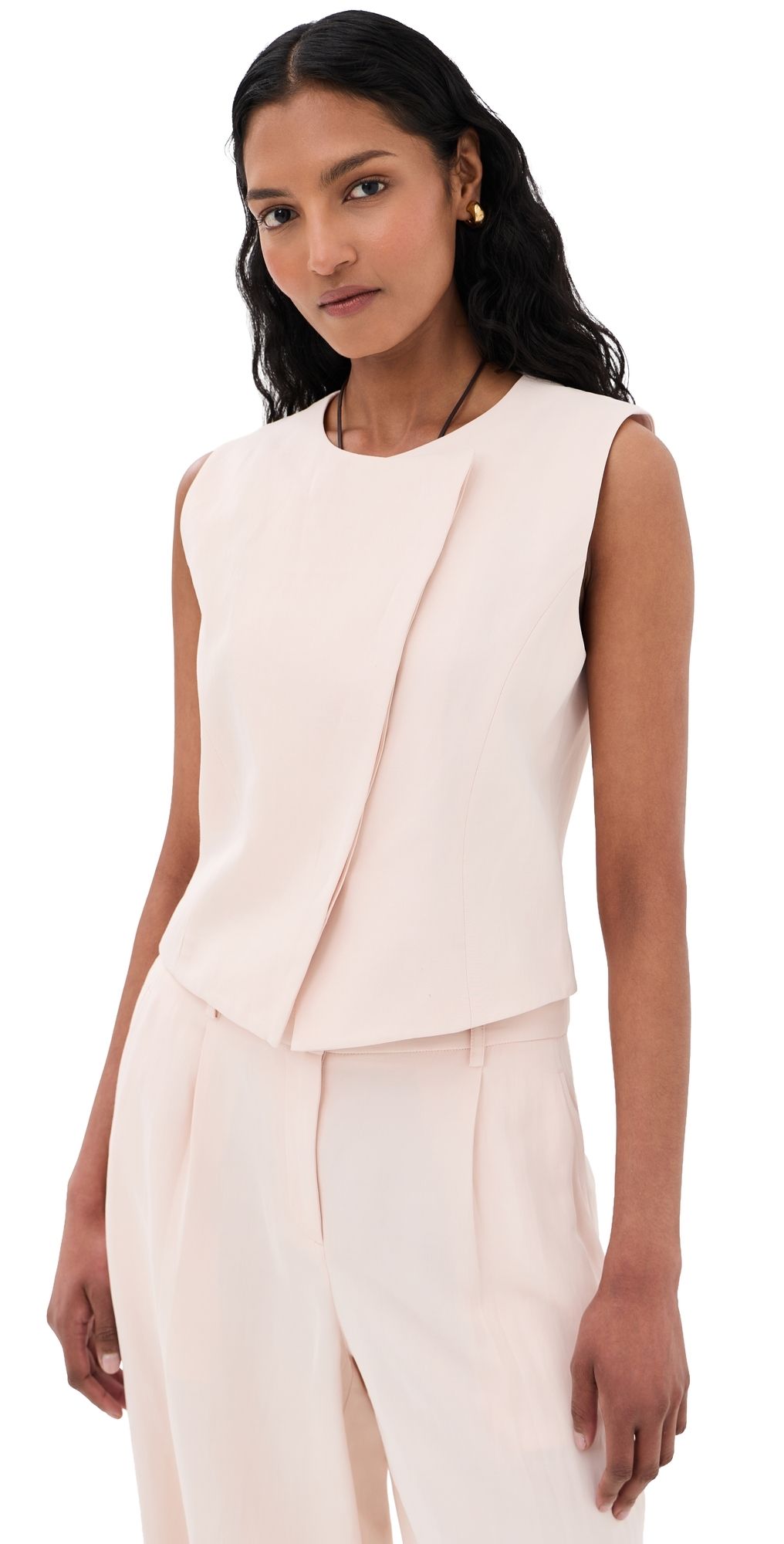 TWP Hidden Placket Vest CREME DE PECHE S
