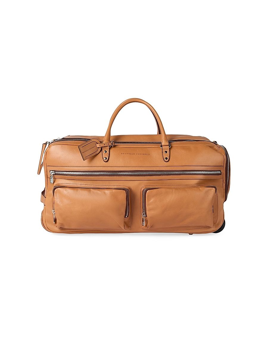 Men's Cowhide Trolley Bag - Cognac