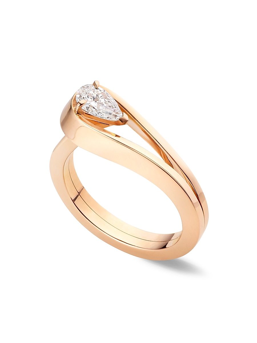 Women's Serti Inversé 18K Rose Gold & Diamond Ring - Size 6.5