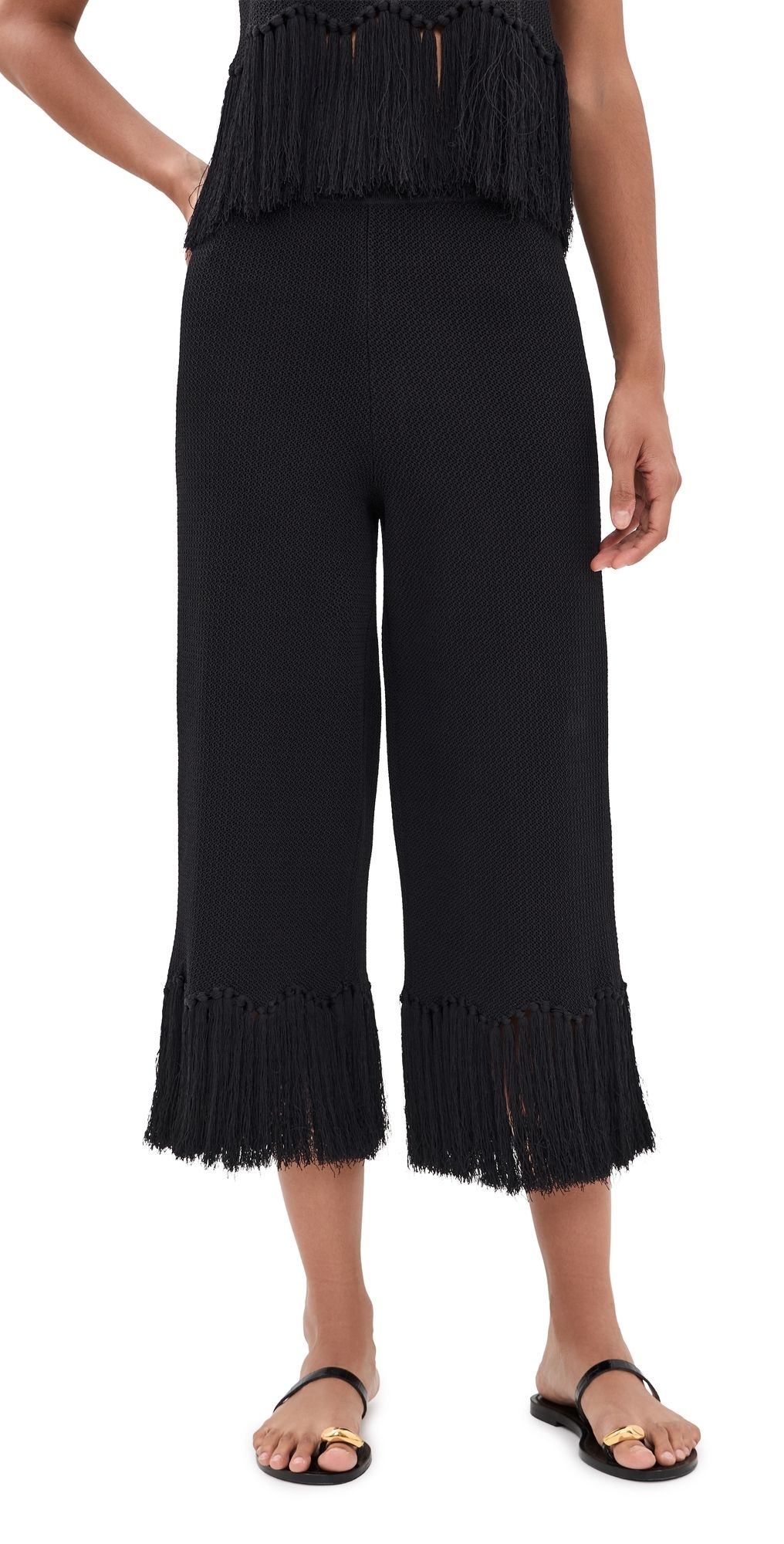 English Factory Fringe Detailed Knit Pants Black XS
