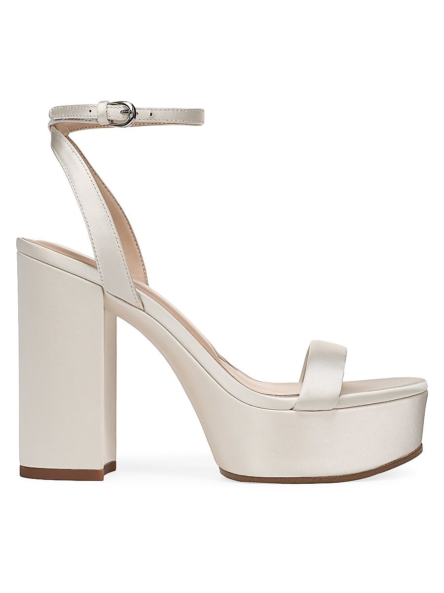 Women's Ruby 100MM Satin Platform Sandals - Ivory - Size 11