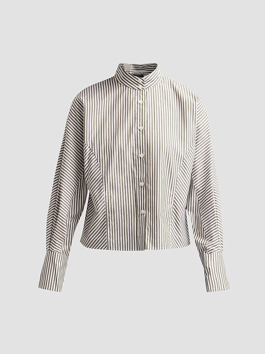 Women's Dustin Stripe Poplin Shirt - Light Brown Stripe - Size Large