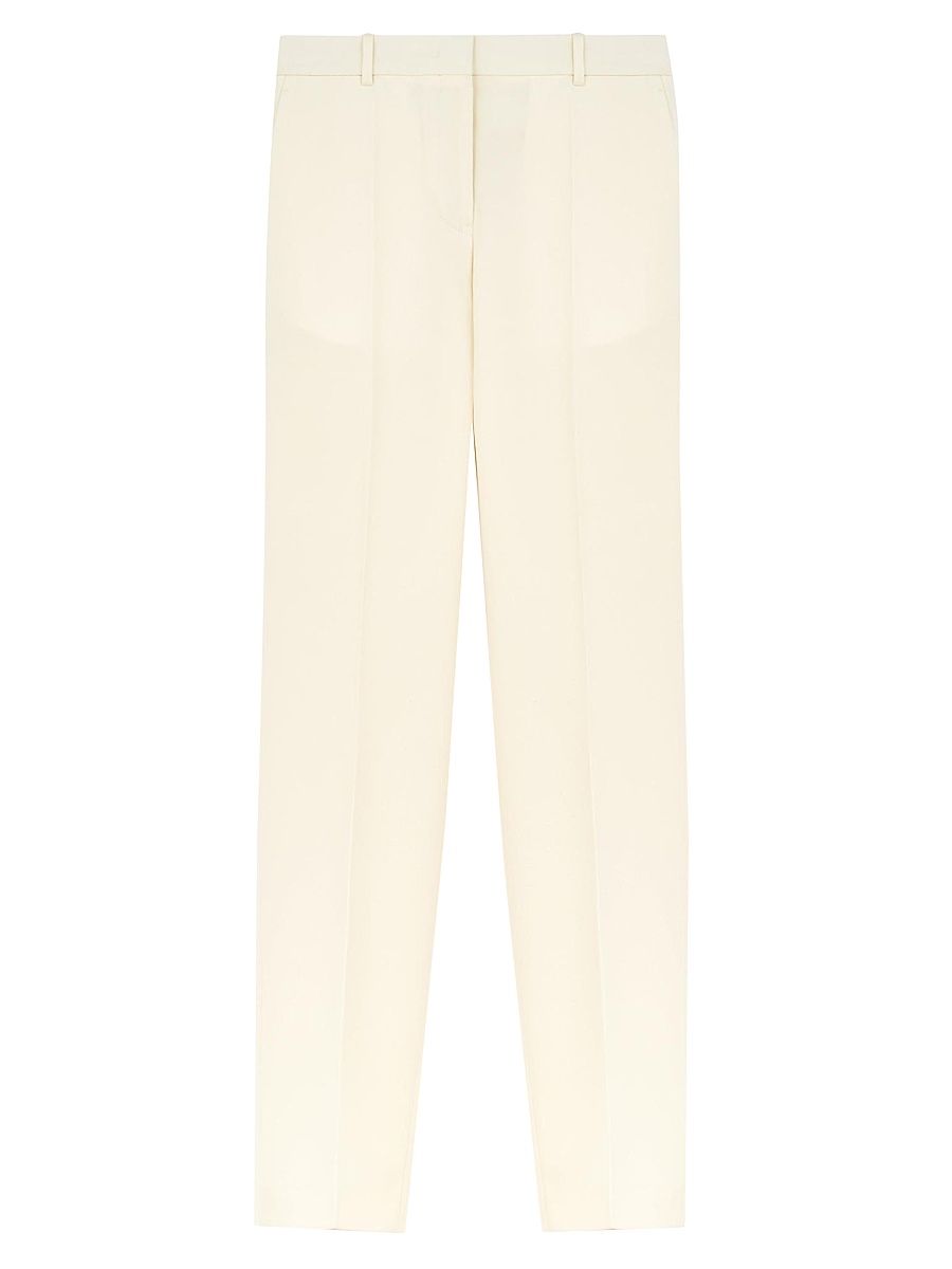 Women's Tailored Wool Trousers - Ecru - Size 10