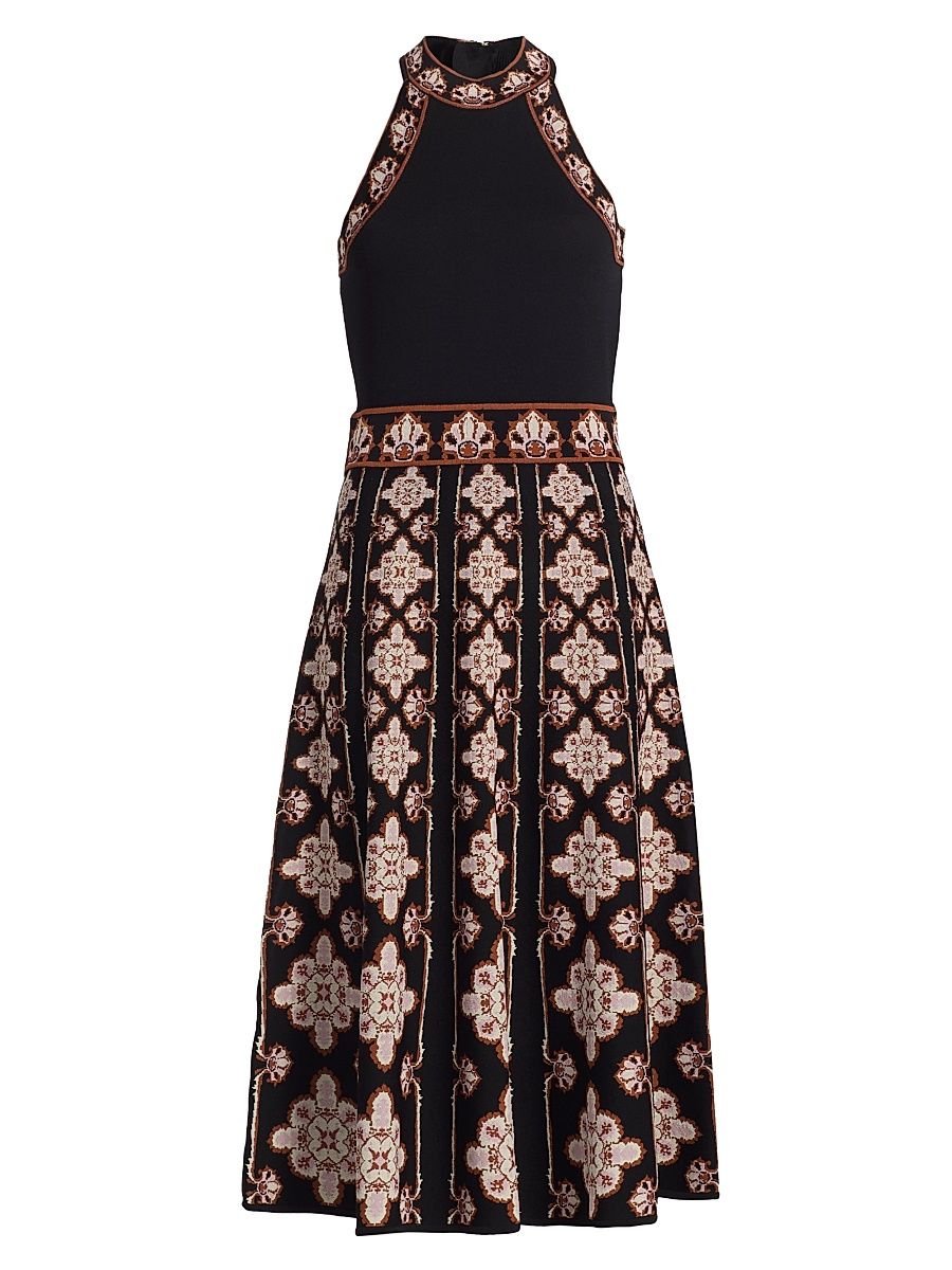 Women's Sandrinna Jacquard Midi-Dress - Vintage Scarf Black - Size Large