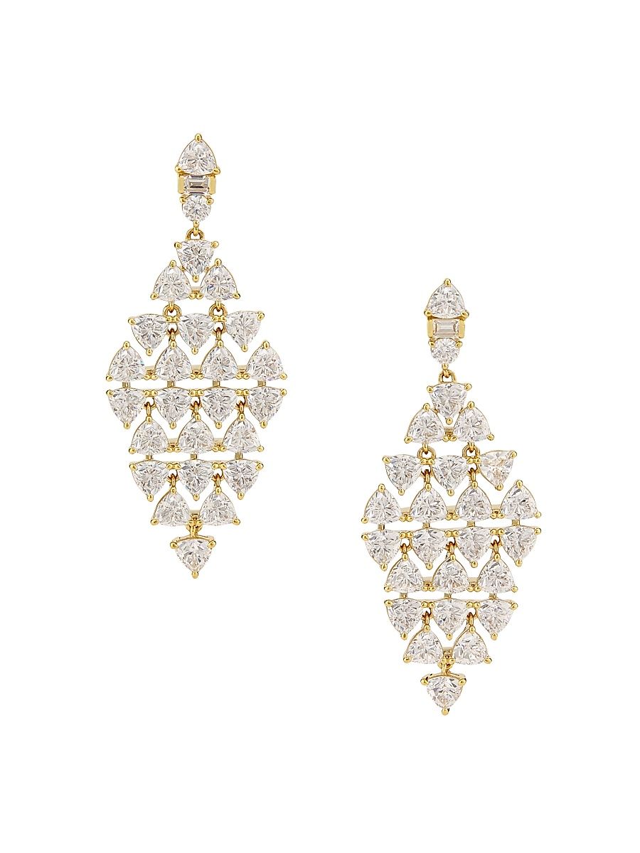 Women's Gwen Sterling Silver & Cubic Zirconia Kite-Shaped Drop Earrings - Gold