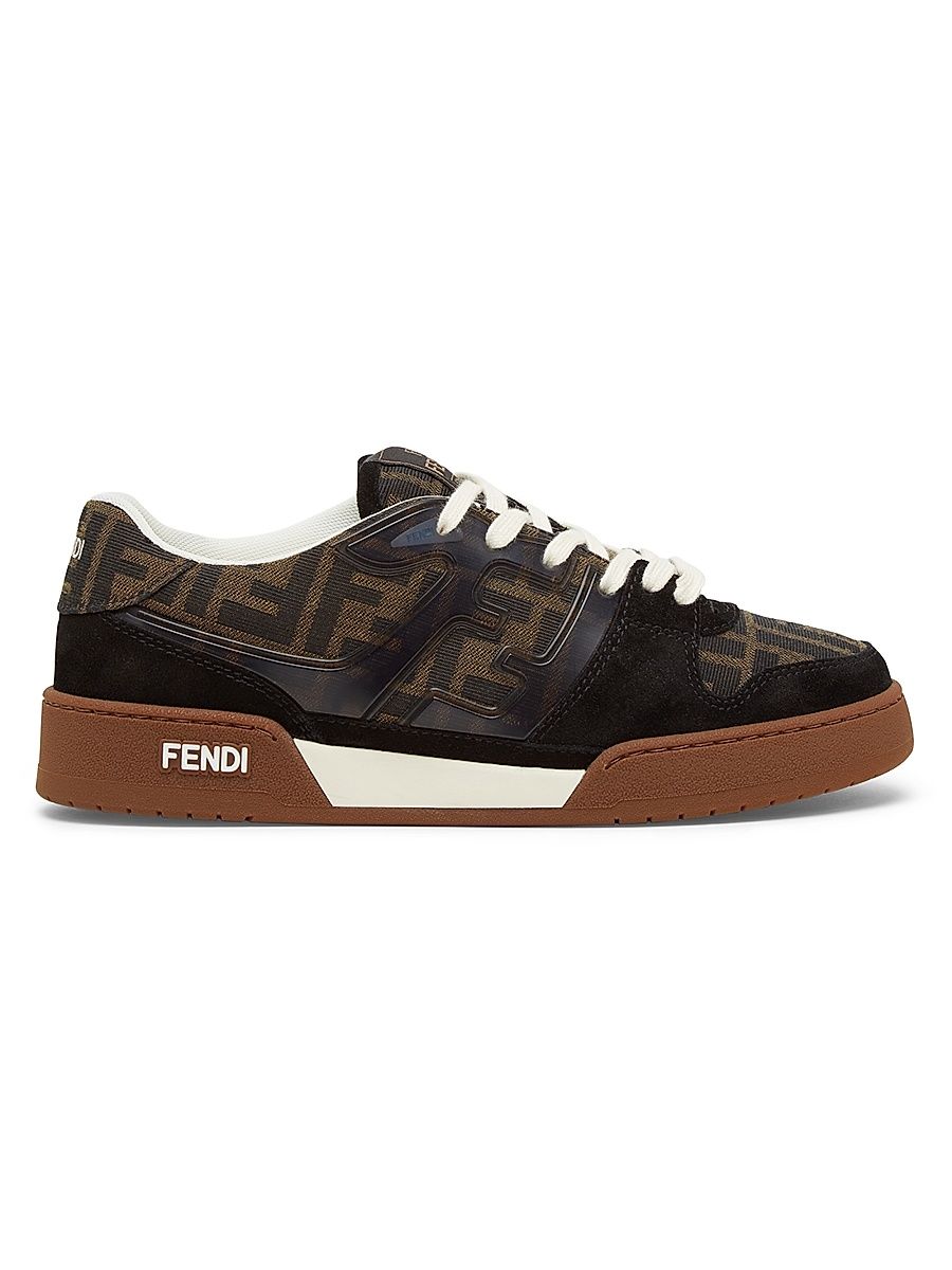 Women's Fendi Match Suede & Jacquard Low-Top Sneakers - Tabacco - Size 11