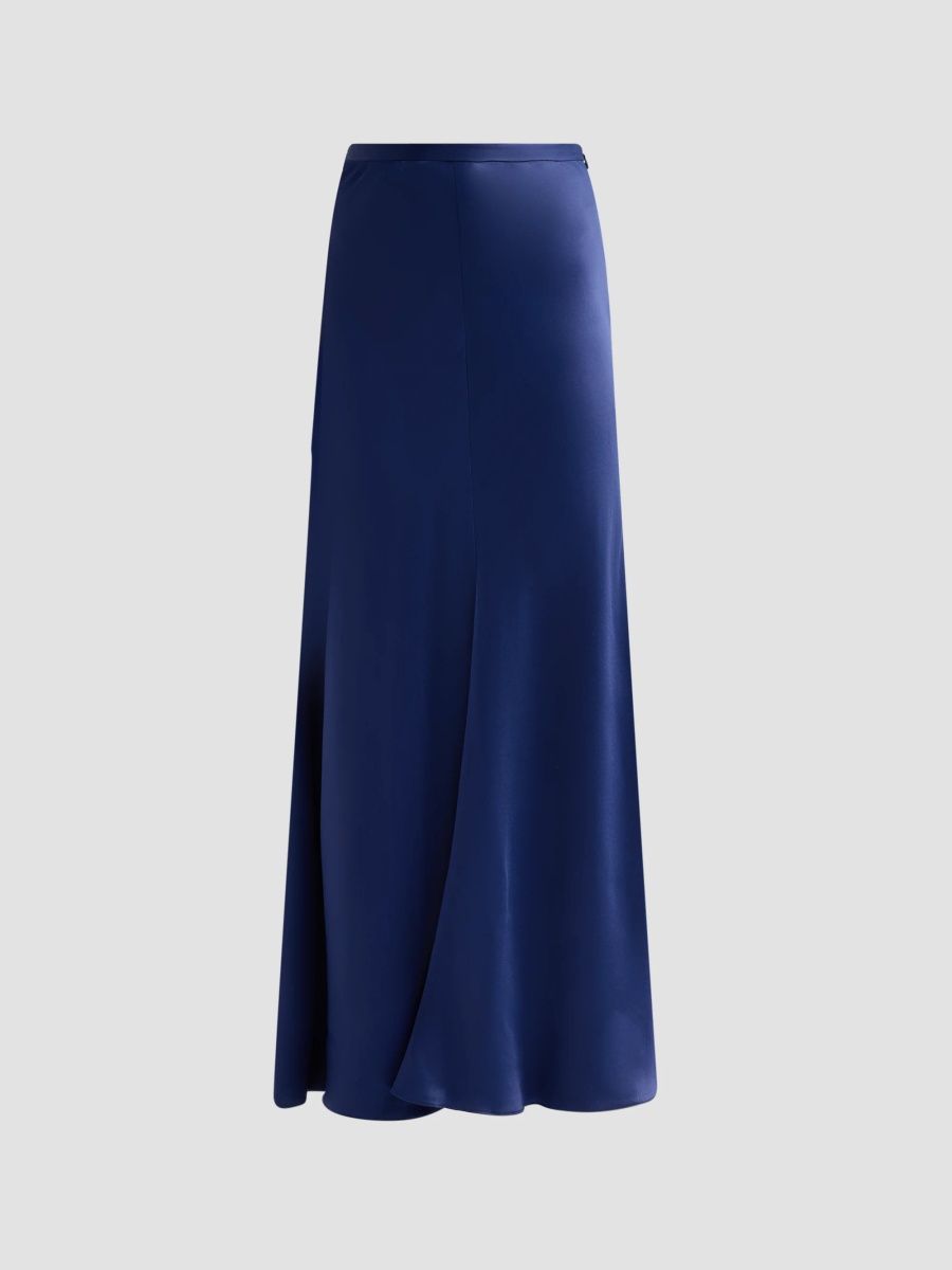 Alberta Ferretti Women's Enver Satin Maxi Slip Skirt - Blue - Size 12