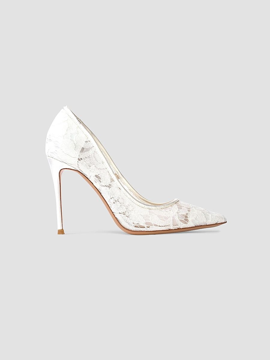 Women's Gia 100MM Lace Pumps - White Lace - Size 12