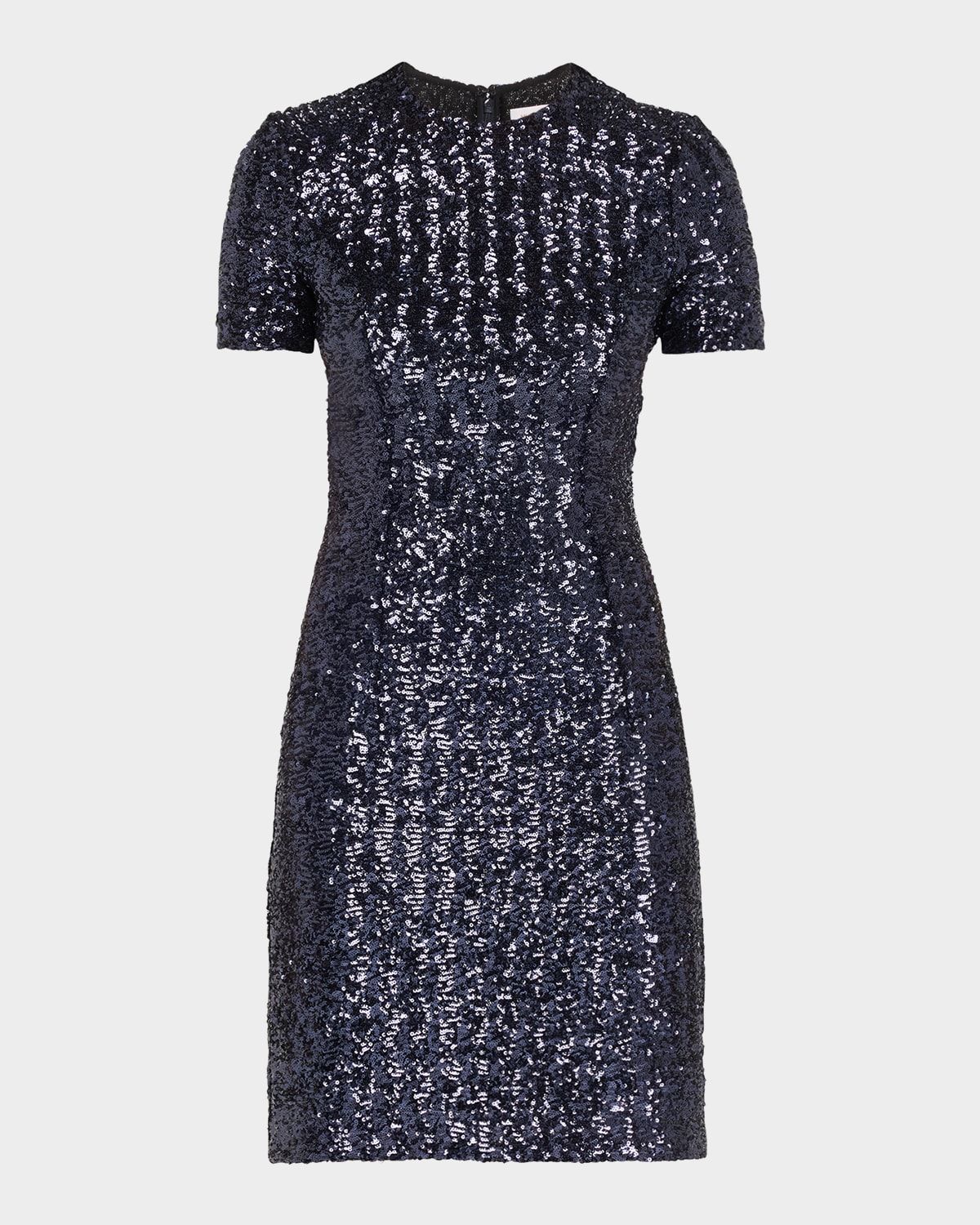 Sequined Short-Sleeve Mini Dress