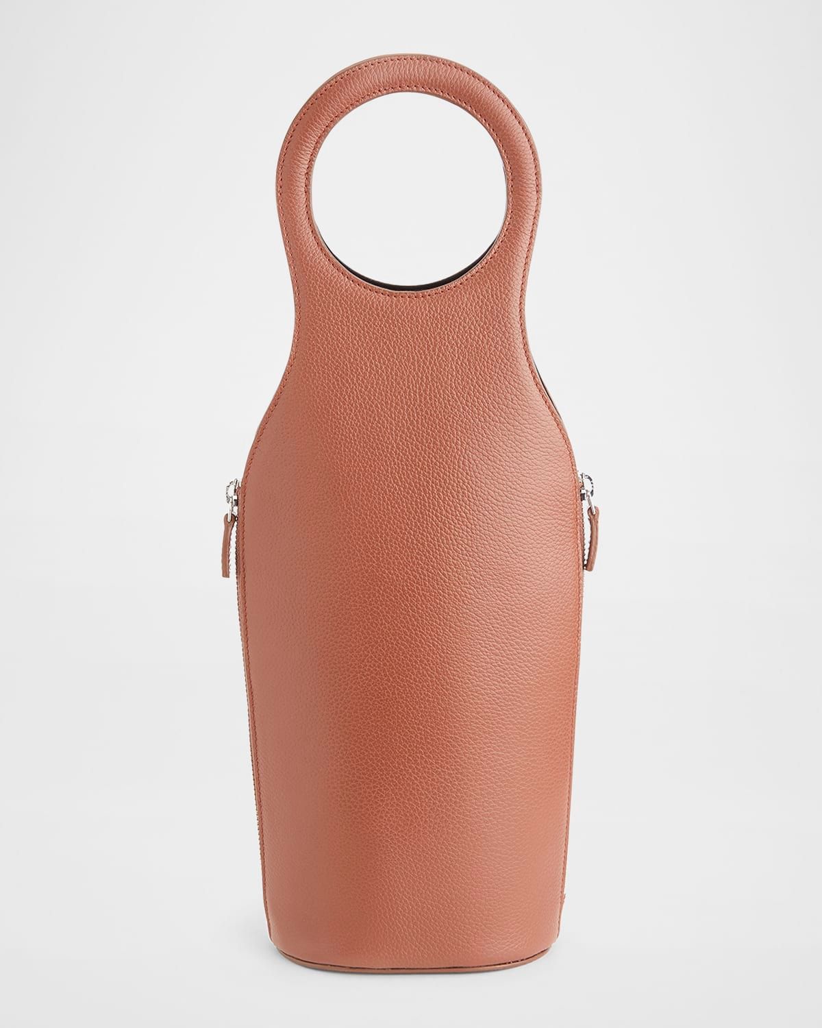 Monogrammed Leather Wine Champagne Bottle Carrying Case