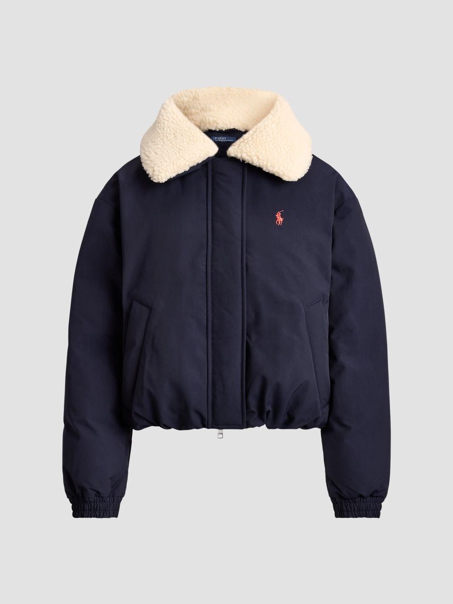 Polo Ralph Lauren Women's Matte Woven Down Bomber Jacket - Navy - Size XS