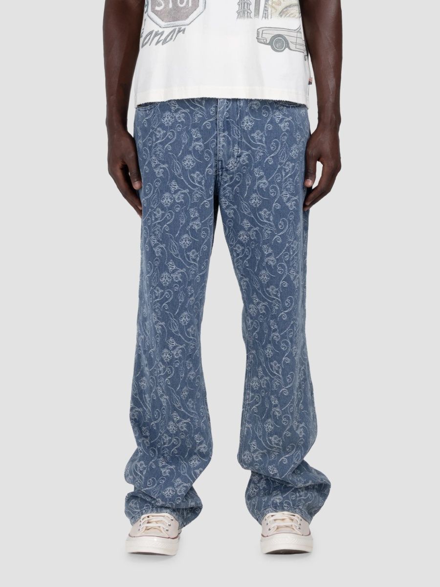 Honor The Gift Men's Floral Jacquard Relaxed-Fit Jeans - Indigo - Size 42