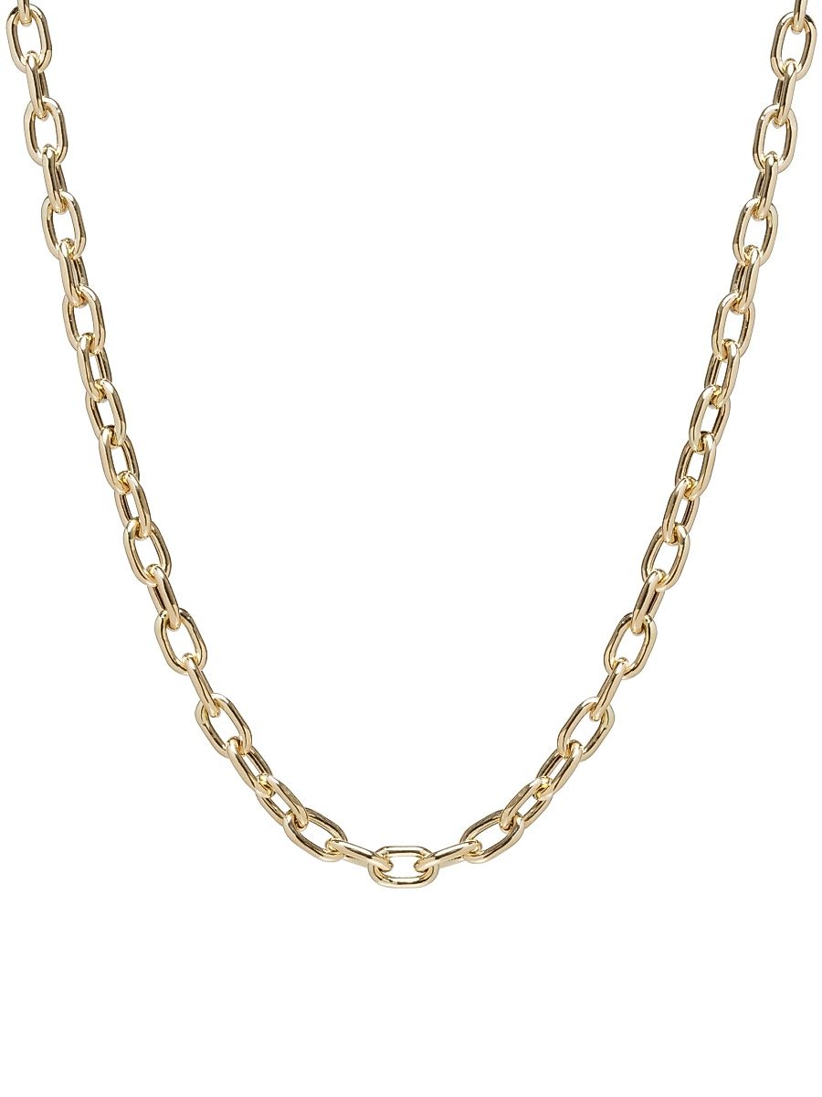 Women's Heavy Metal 14K Yellow Gold Extra-Large Square-Oval LInk Necklace - Gold