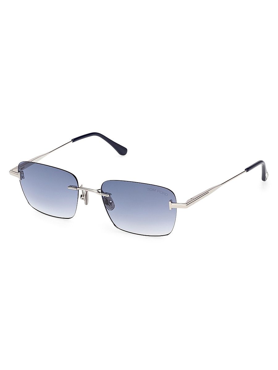 Men's Jake-02 54MM Rimless Rectangular Sunglasses - Silver Blue