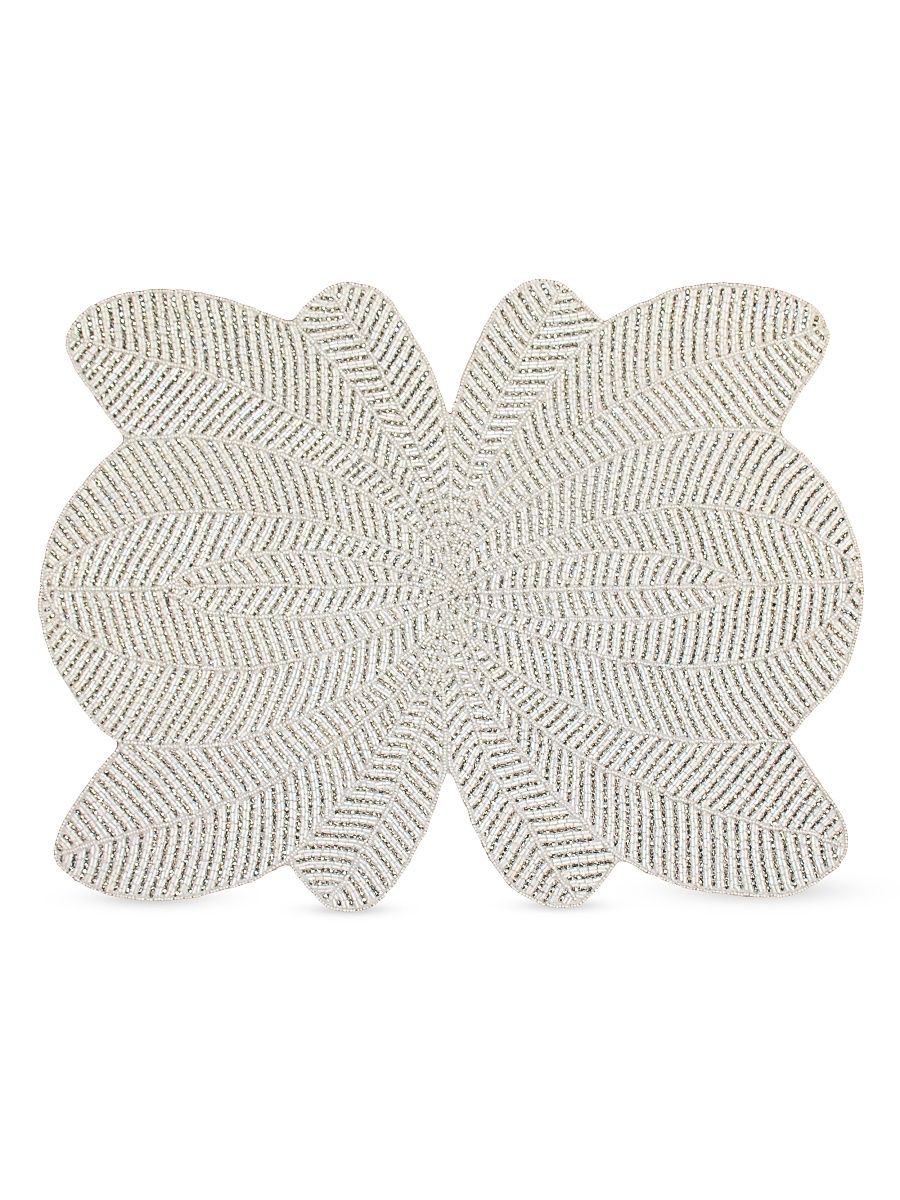 Abstract Hand-Beaded Placemat - White