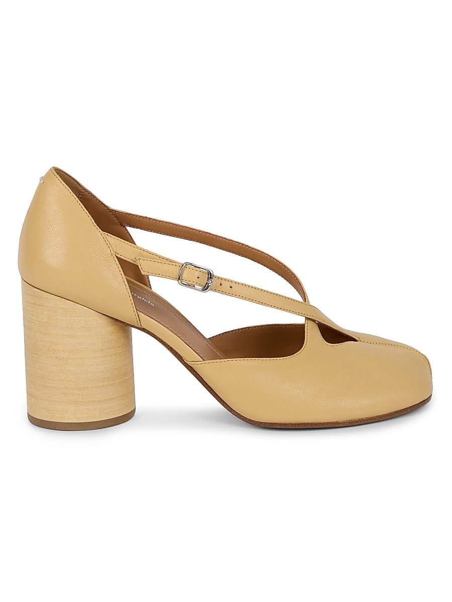 Women's Tabi 80MM Split-Toe Leather Pumps - Beige - Size 10