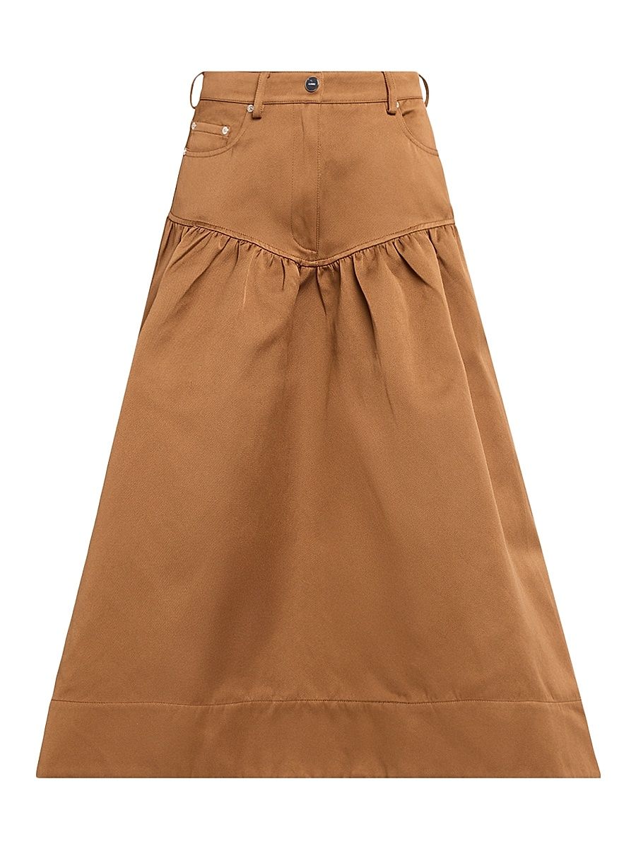 Women's Duchesse Twill Flare Midi-Skirt - Cinnamon Swirl - Size 14