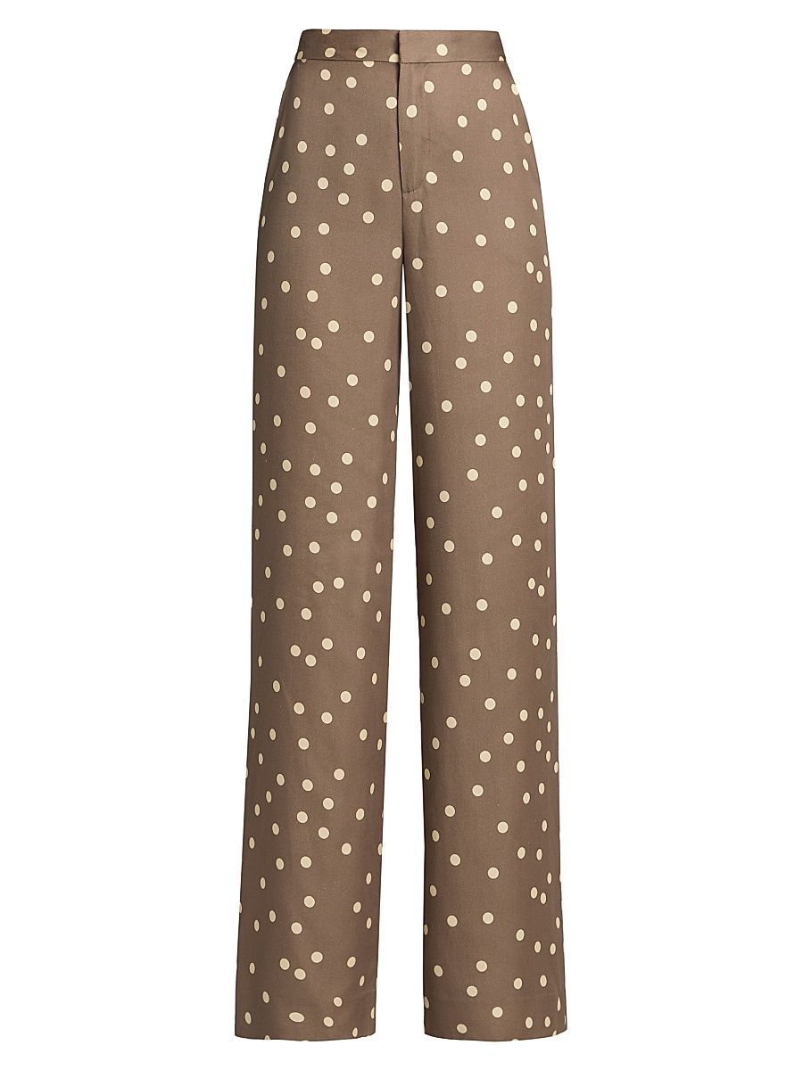 Women's Livvy Polka Dot Straight-Leg Trousers - Cardamom Ecru Polka Dot - Size 0