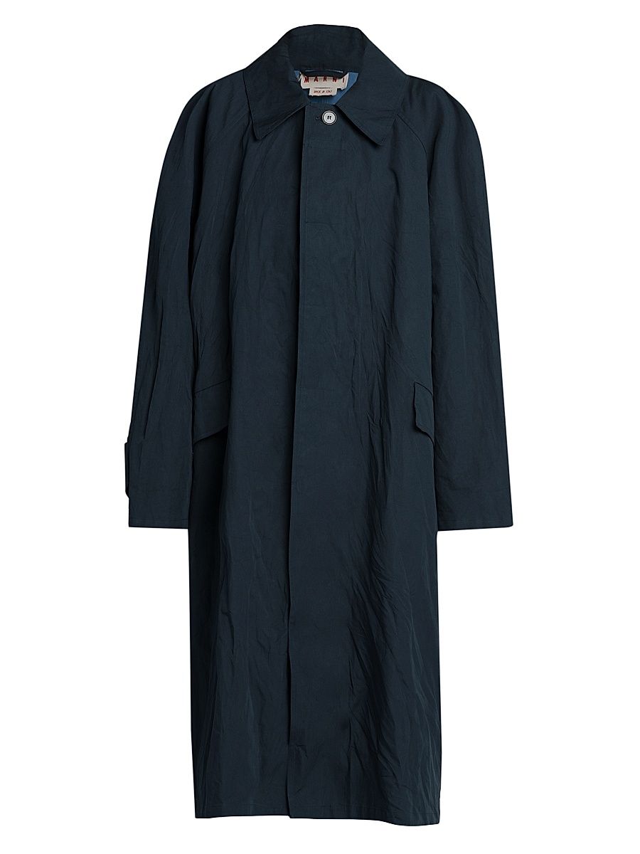 Women's Oversized Cotton Duster Coat - Blue Black - Size 4