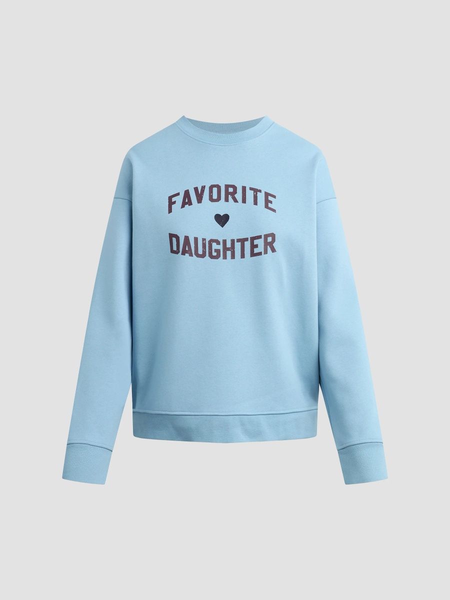 Favorite Daughter Women's The Favorite Daughter Heart Sweatshirt - Sea Blue Burgundy - Size Large