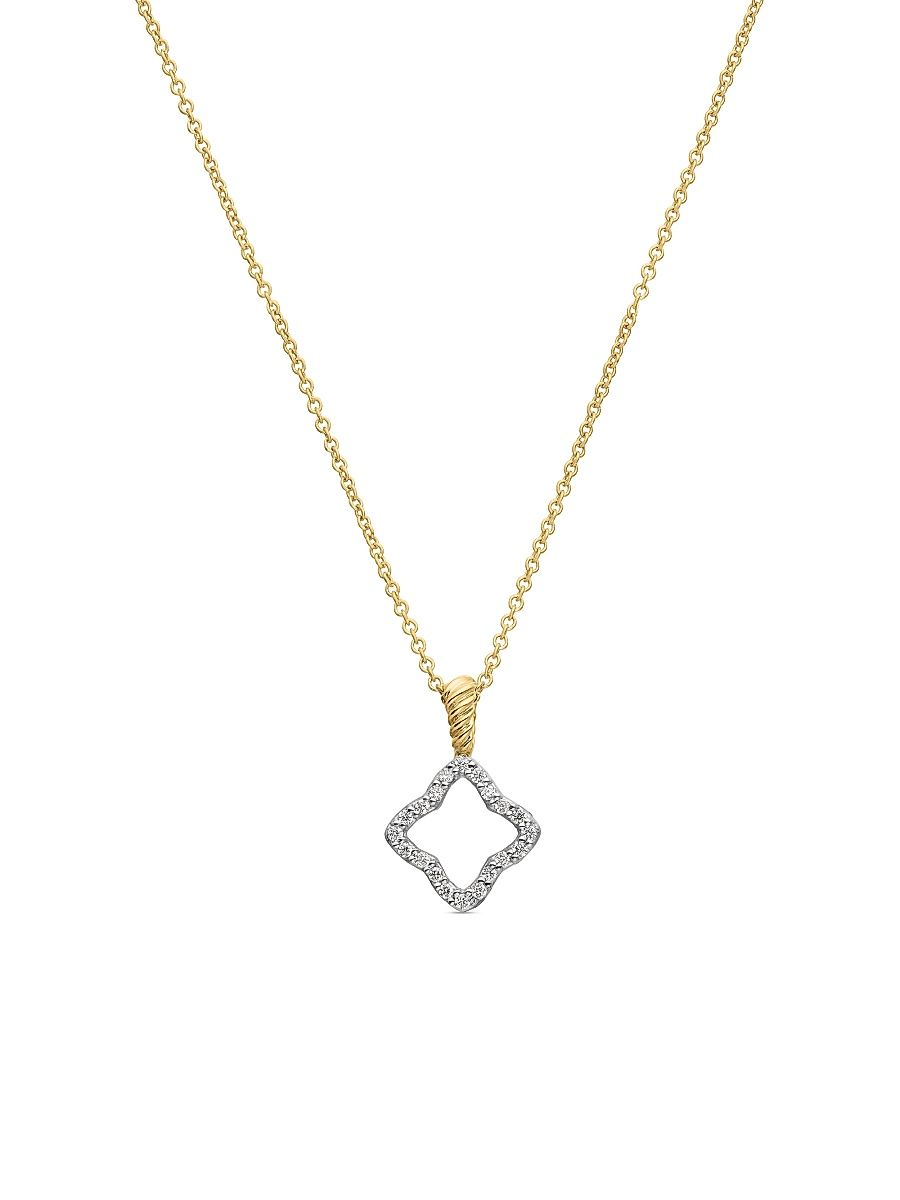 Women's Cable Collectibles Quatrefoil Necklace in 18K Yellow Gold - Diamond - Size 16