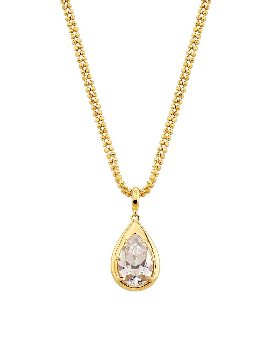 Women's Sunny Cubic Zirconia Teardrop Pendant Necklace - Gold