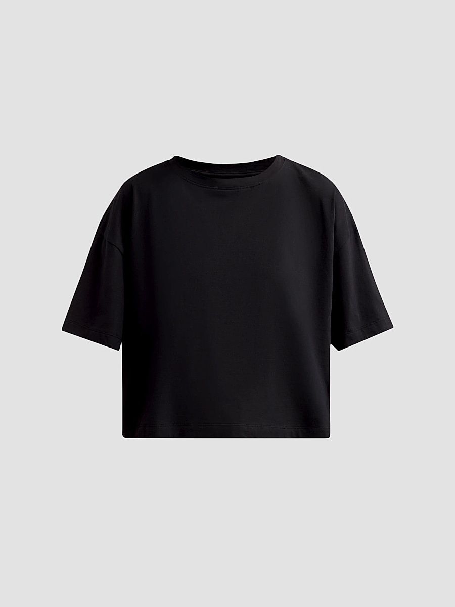 L'AGENCE Women's Daria Cotton Crop T-Shirt - Black - Size XL