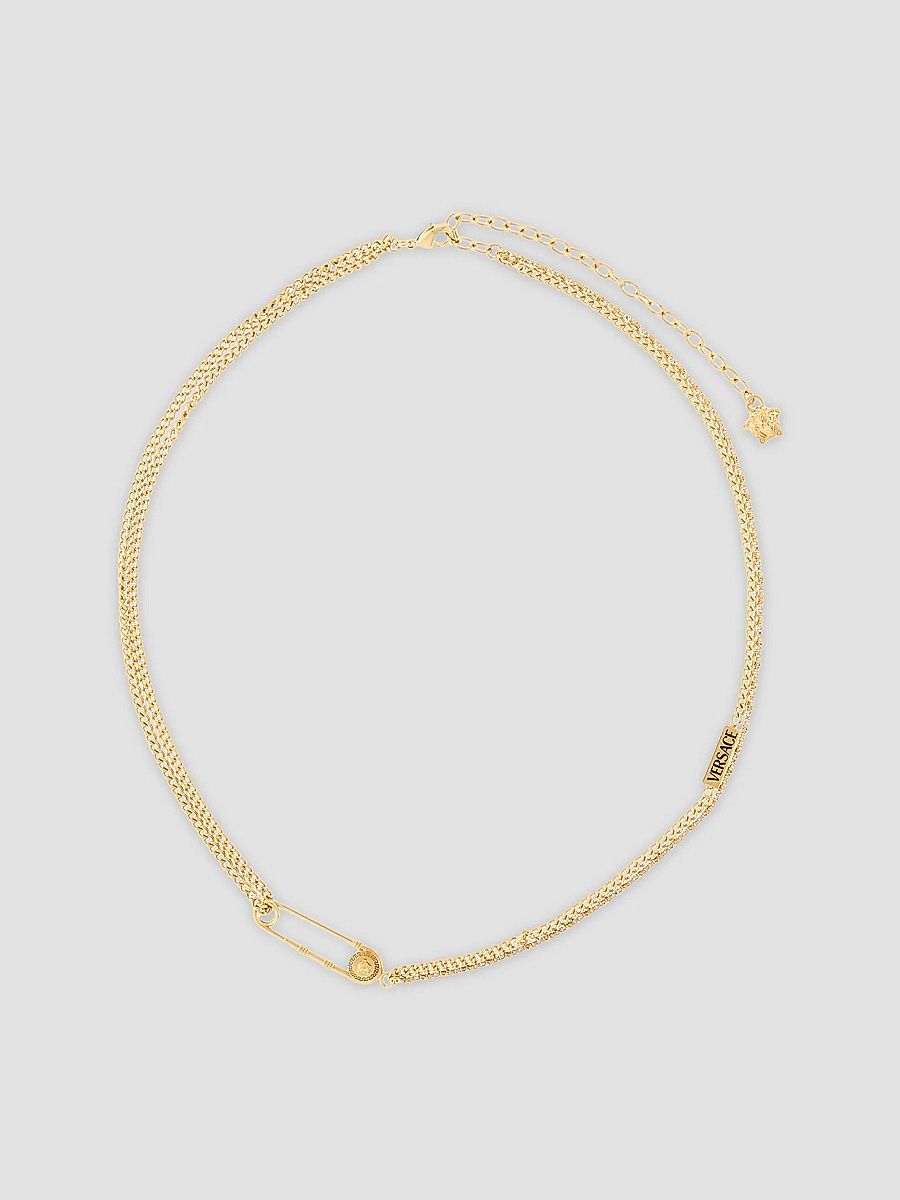 Versace Women's Goldtone Or Silvertone Safety Pin Pendant Necklace - Versace Gold
