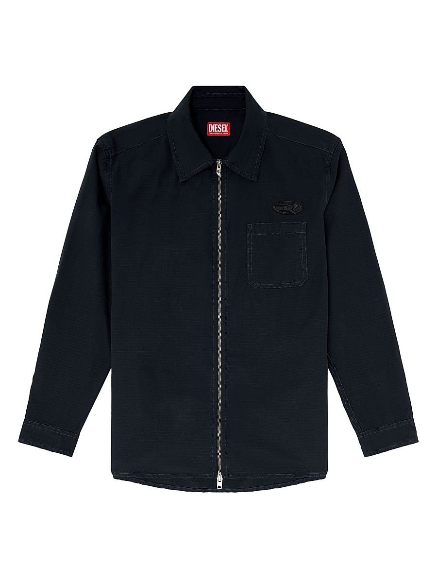 Men's Alias Logo Zip-Front Shirt Jacket - Black - Size 36