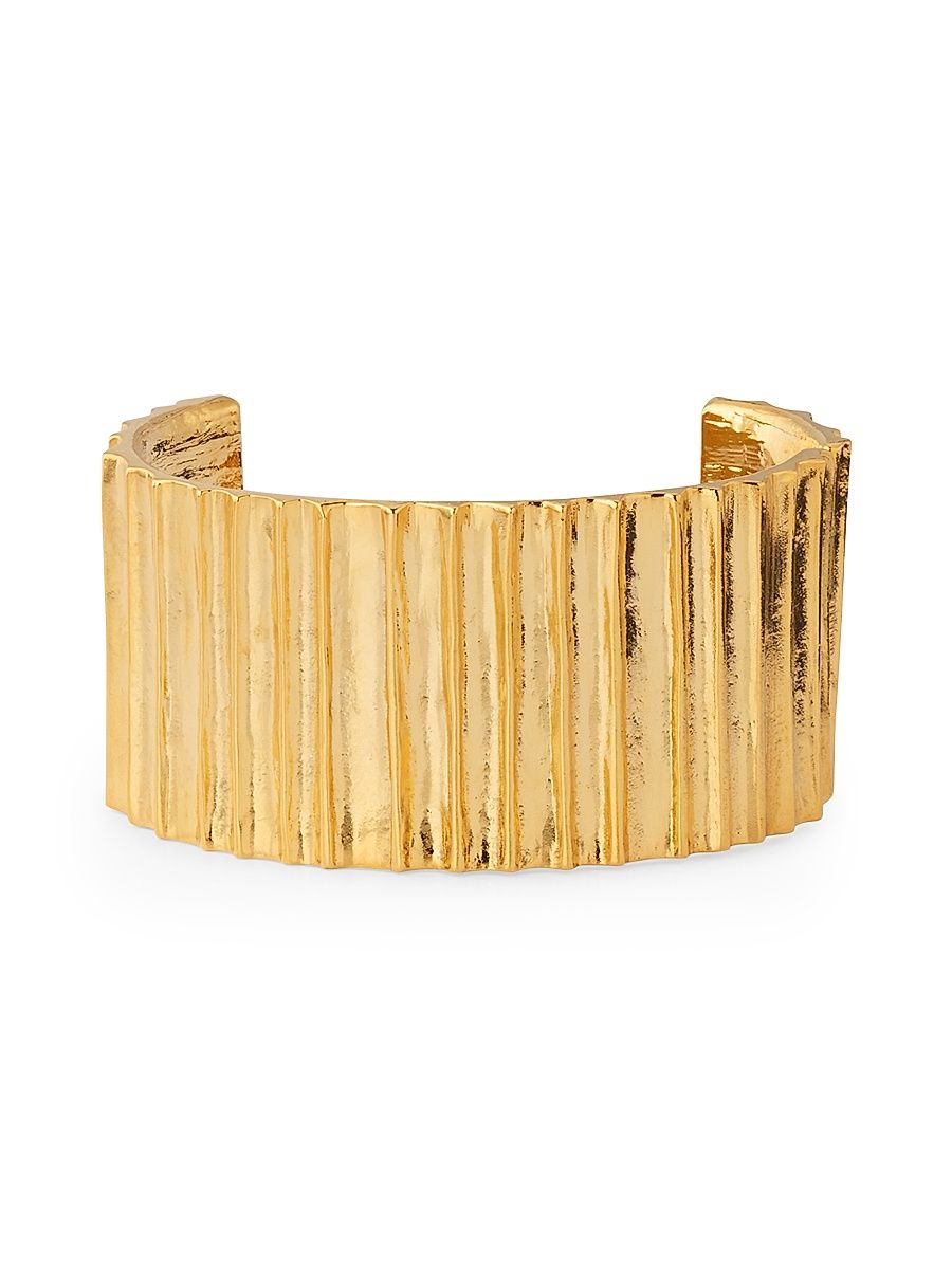 Women's Goldtone Ribbed Cuff Bracelet - Gold