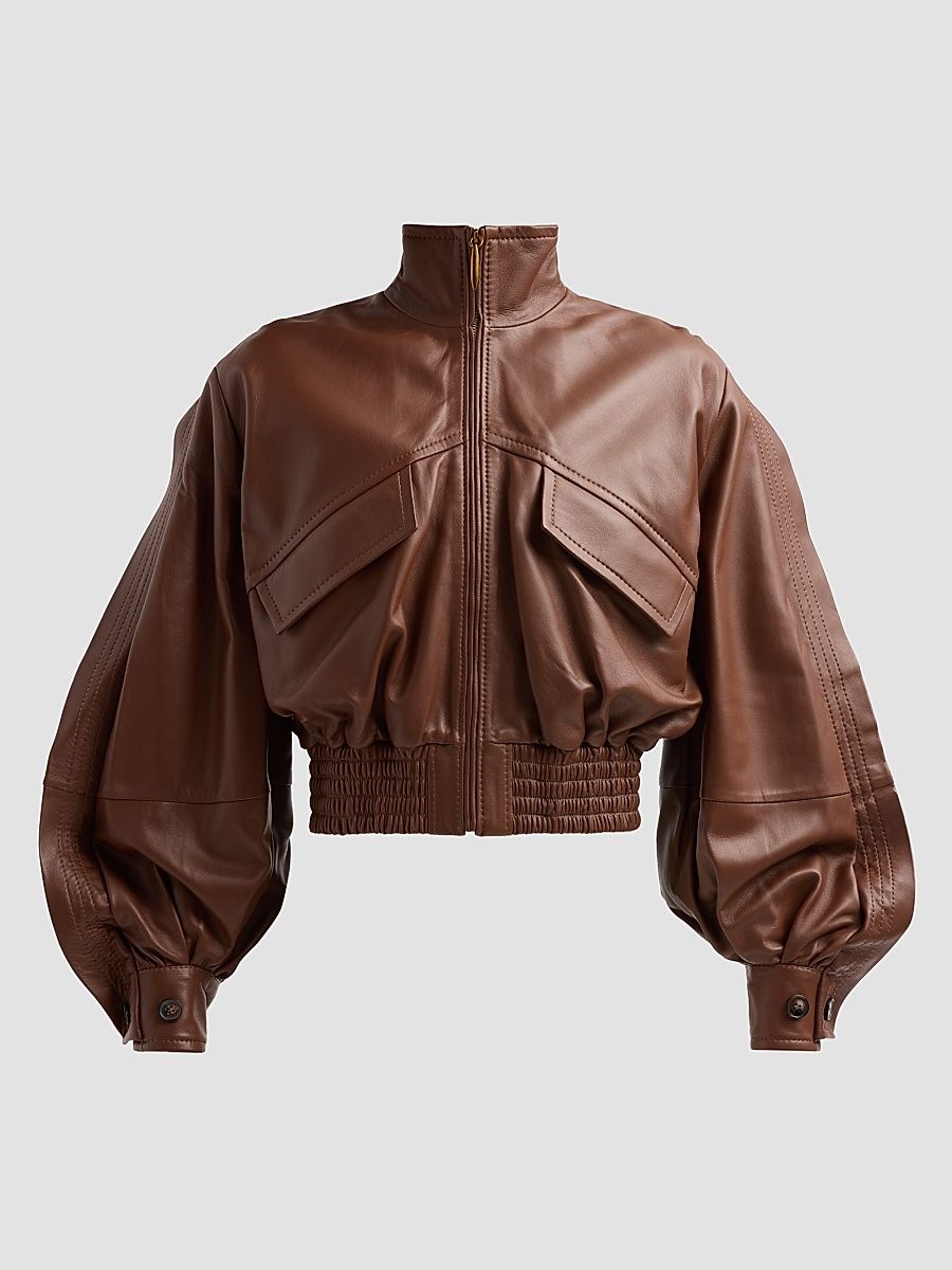 Women's Kindred SpiritLuna Leather Bomber Jacket - Radical Brown - Size 6