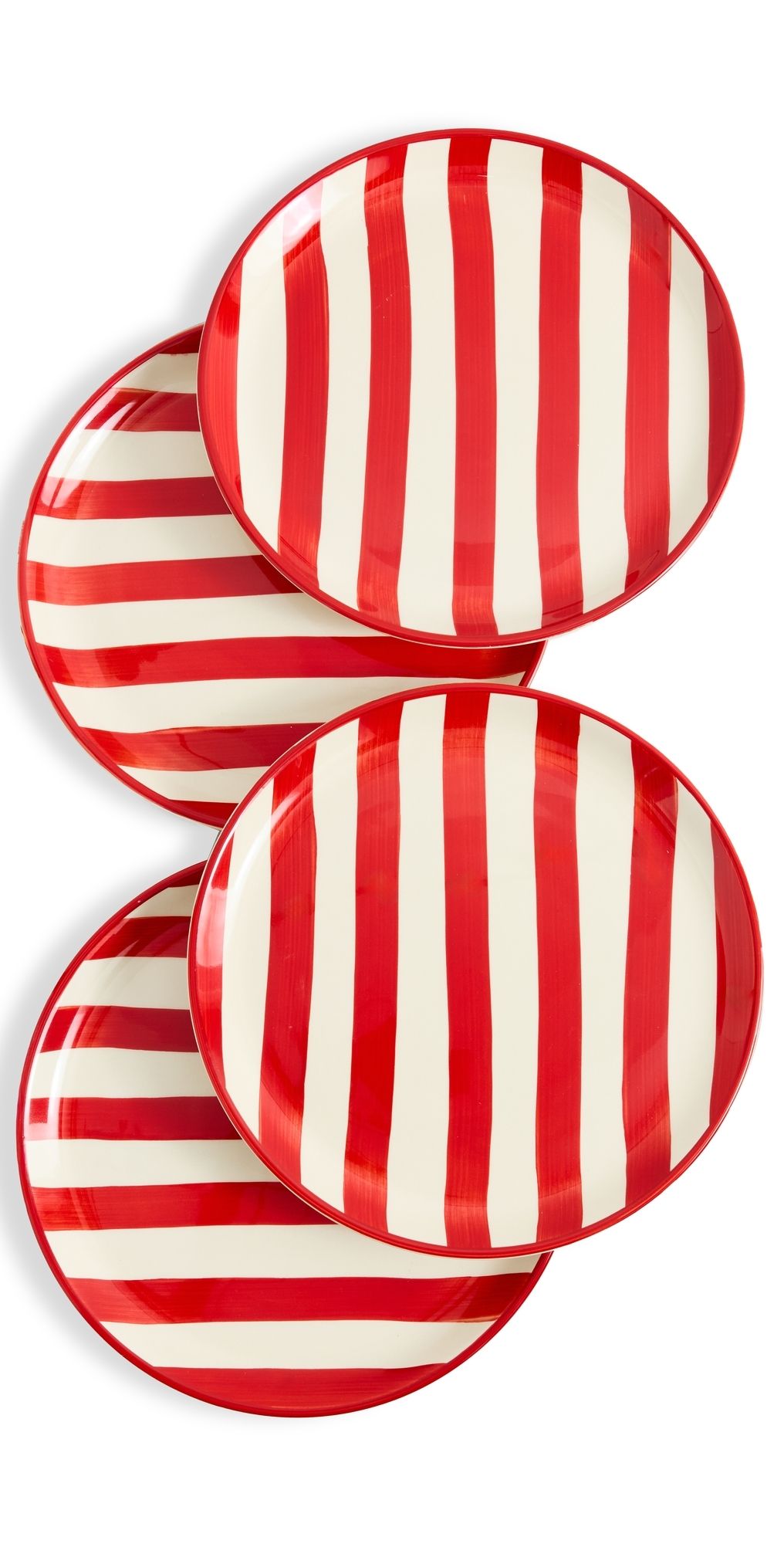 Zafferano Dinner Plates Set of 4 Red Stripe One Size