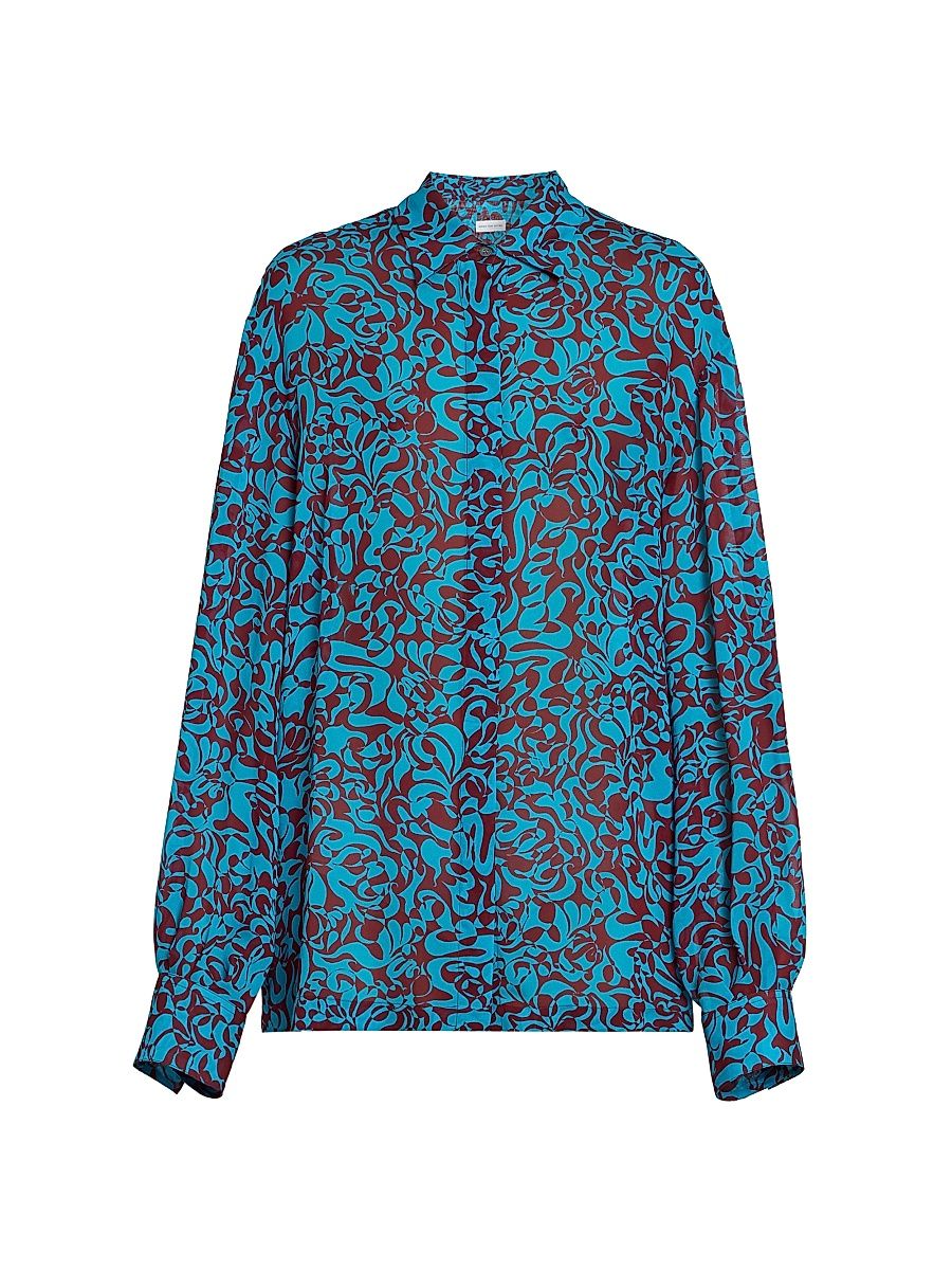 Women's Cavala Abstract Oversized Shirt - Turquoise - Size 12