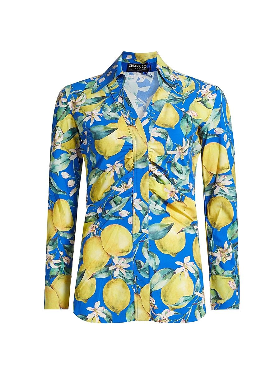 Women's Shohreh Lemon Printed Shirt - Lemon Scent Blue - Size 4