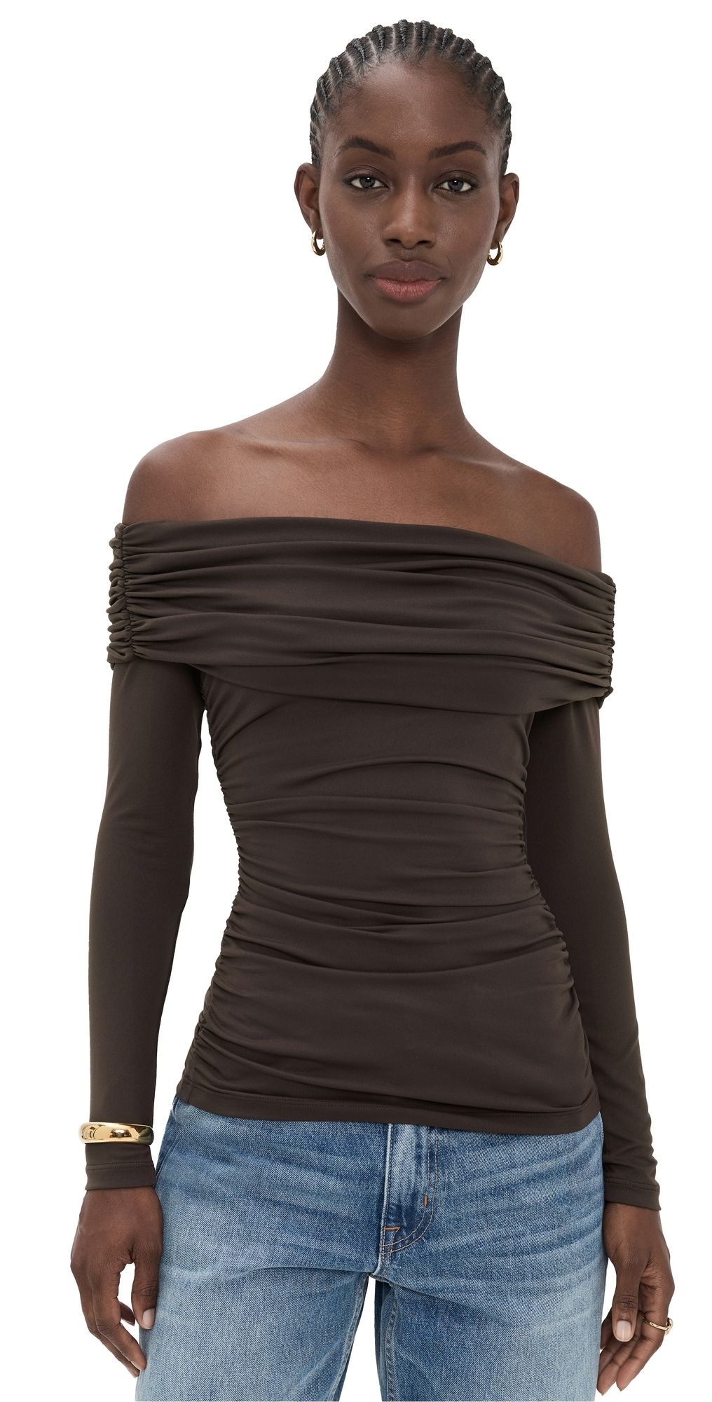 Susana Monaco Off Shoulder Gathered Top Java XL