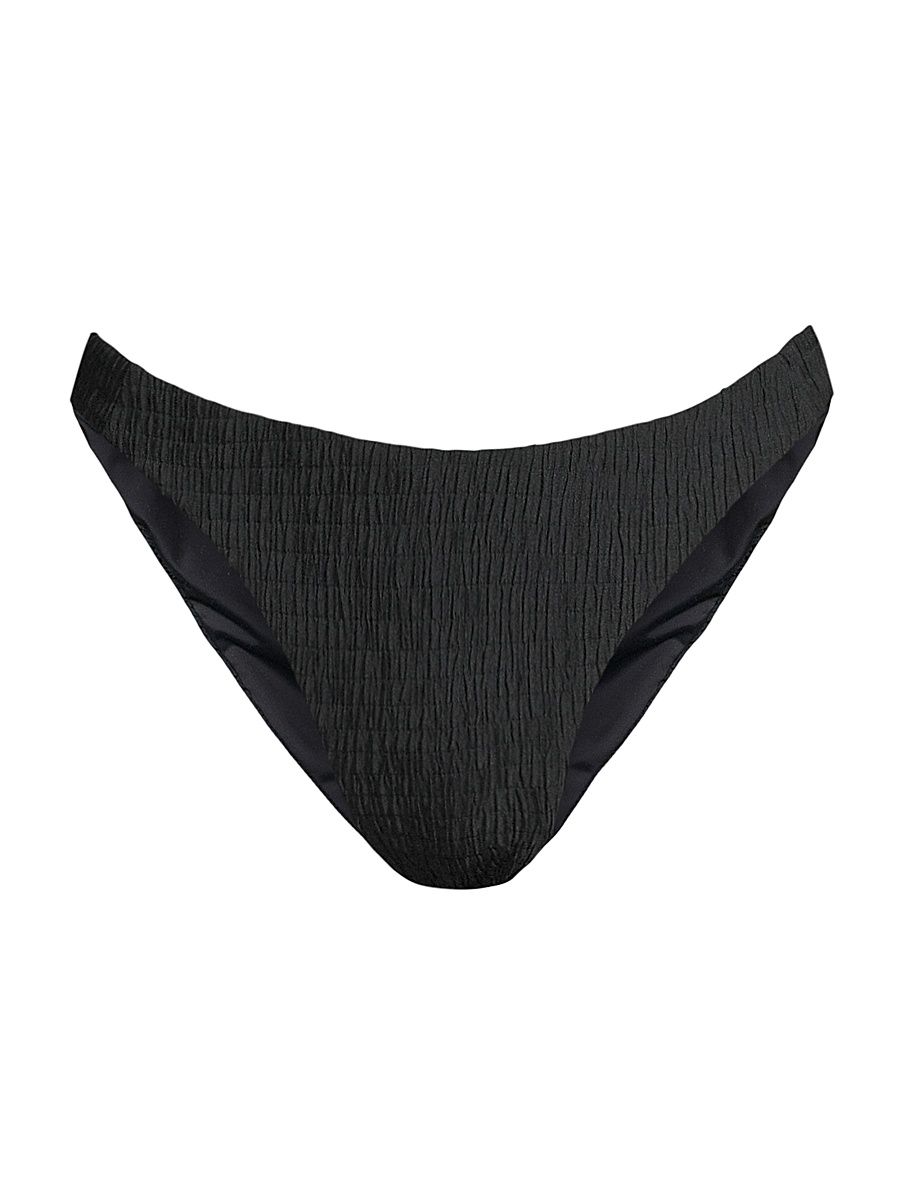 Women's Smocked Bikini Bottom - Black - Size Large