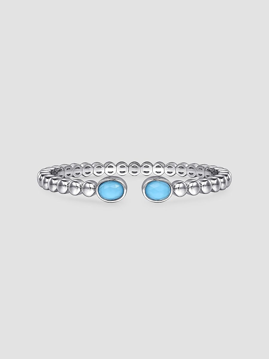 Gabriel & Co Women's Bujukan Sterling Silver Rock Crystal & Turquoise Bangle - Sterling Silver