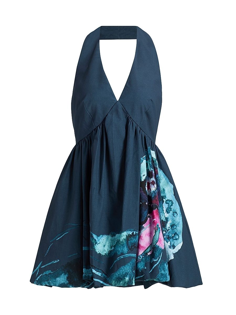 Women's Renesmee Printed Halterneck Minidress - Jellyfish Drift - Size 8