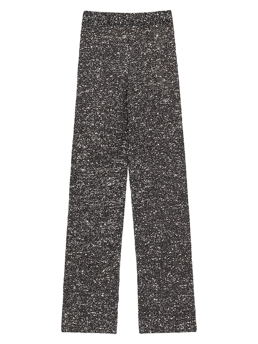 Women's Sequin Thread Knit Pants - Black Silver - Size XS