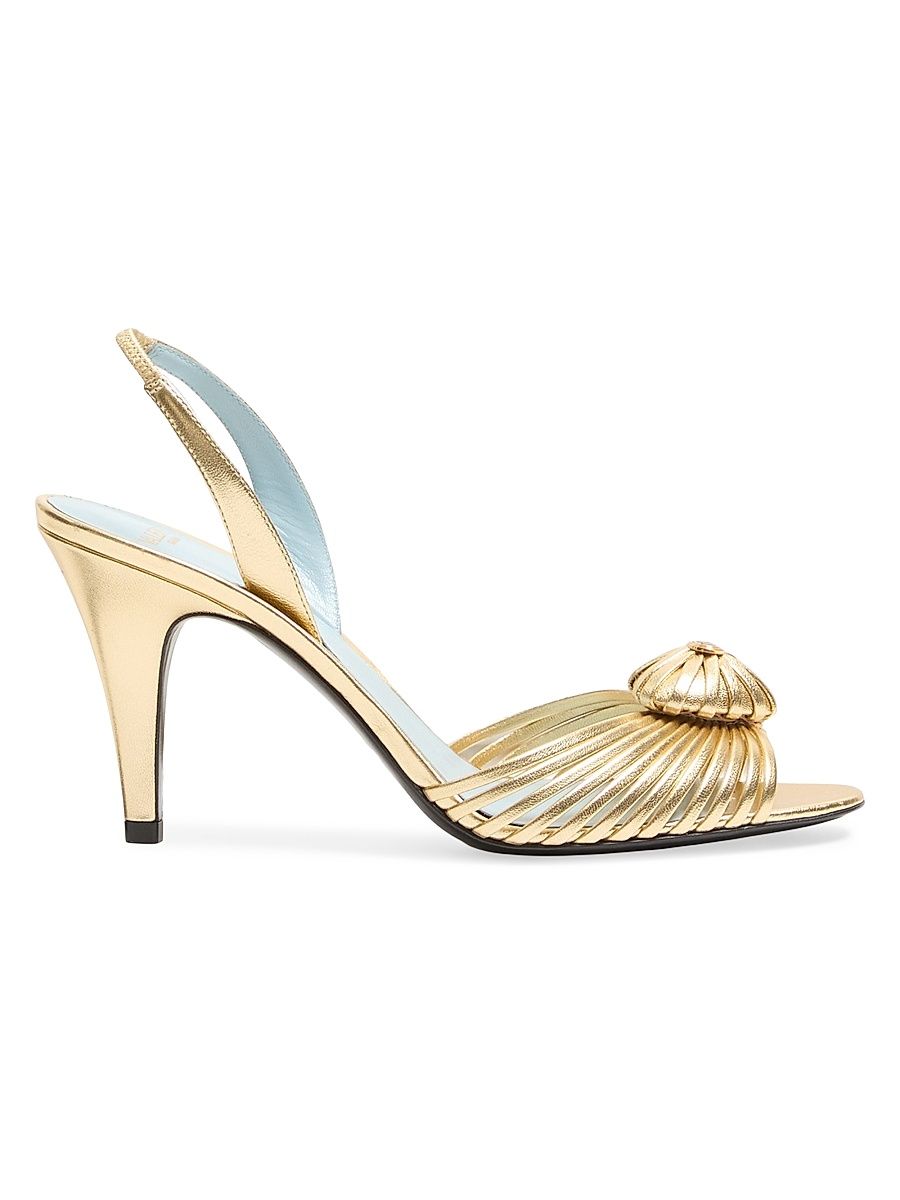 Women's Coeur Royal 85MM Sandal in Laminated Nappa Leather - Antique Brass - Size 5.5