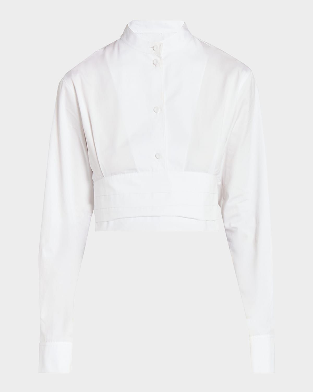 Cummerbund Cotton Cropped Shirt