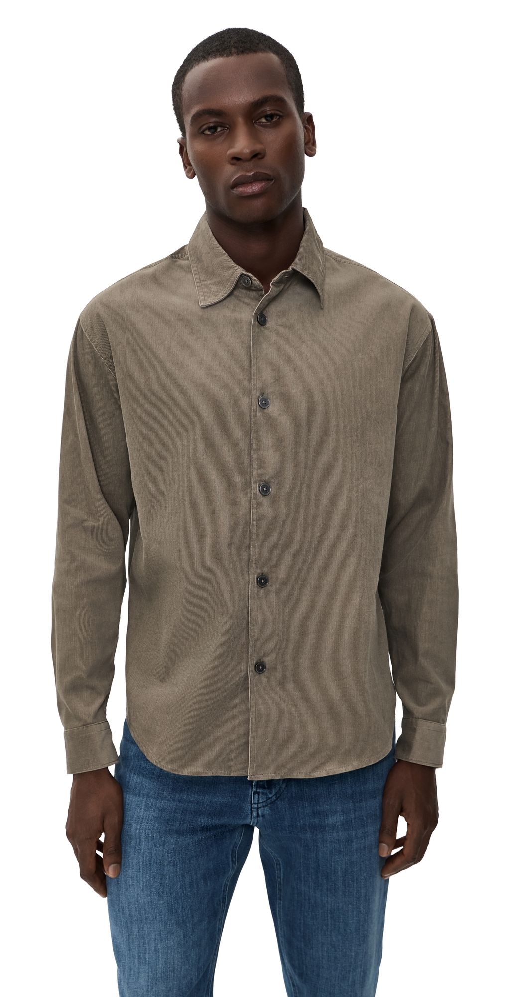 FRAME Micro Corduroy Shacket Mud Grey L