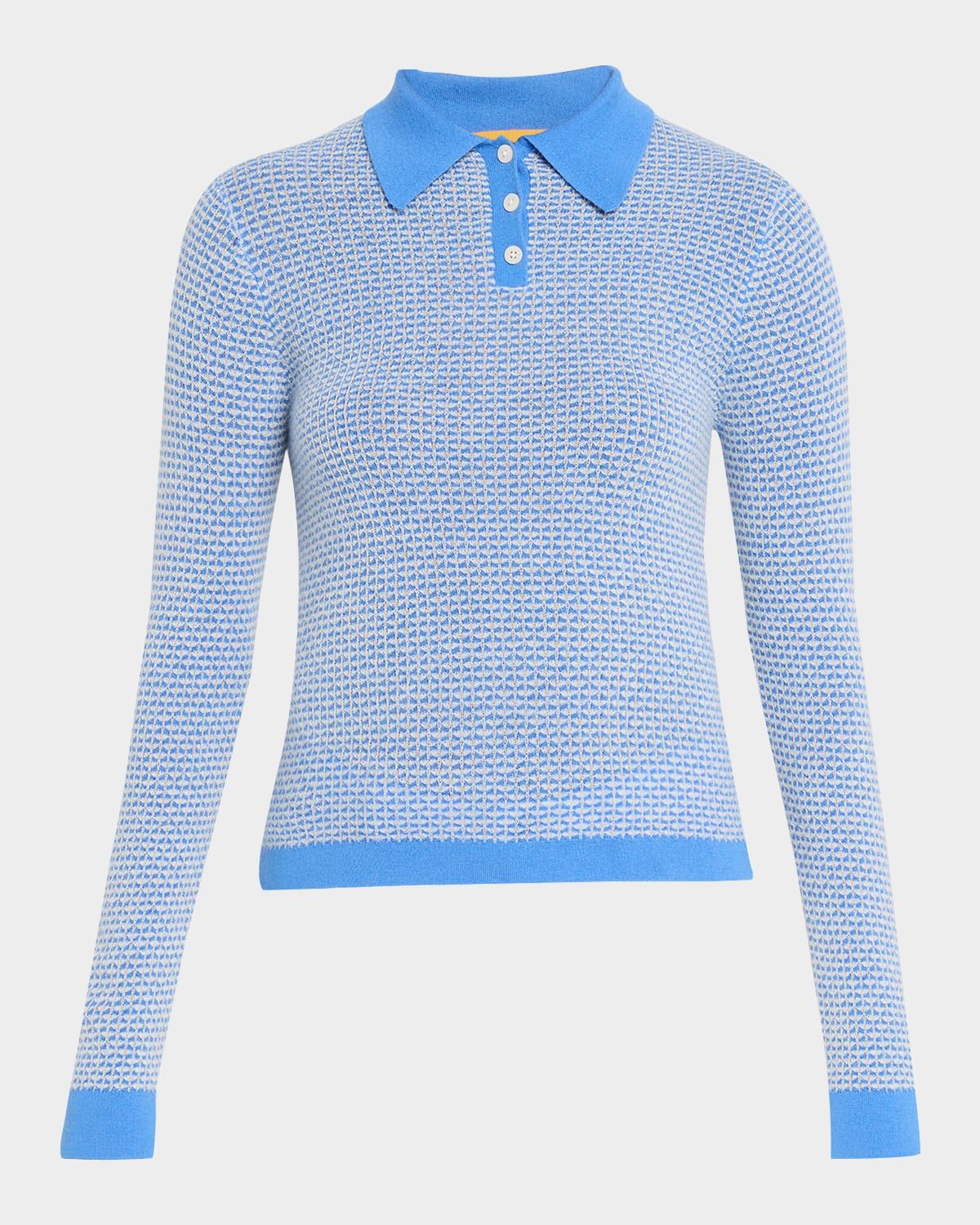 Pique Long-Sleeve Shrunken Cashmere Polo