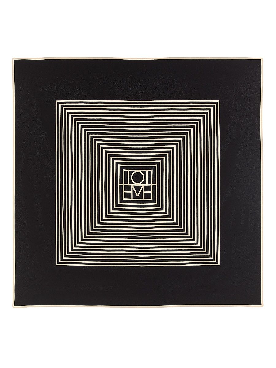 Women's Centered Monogram Silk Scarf - Black